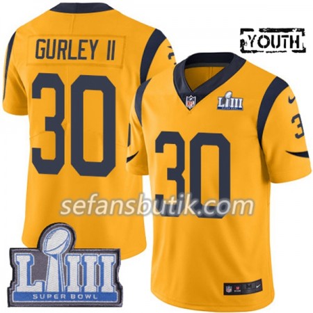 Los Angeles Rams Tröjor Todd Gurley II 30 Nike Guld 2019 Super Bowl LIII - Barn